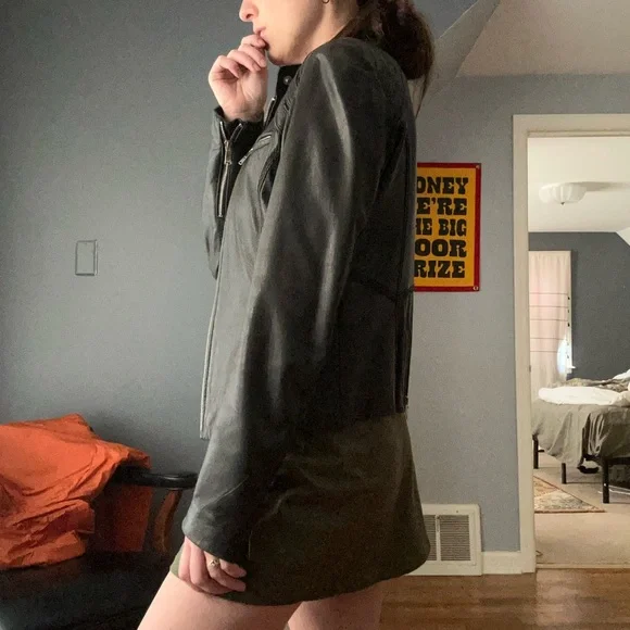 Vintage Neiman Marcus Genuine Leather Biker Jacket Coat Medium - Picture 9 of 10